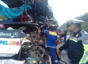 Diduga Sopir Mengalami Microsleep, Bus Pelangi Tabrak Tronton di Tol Pekanbaru-Dumai